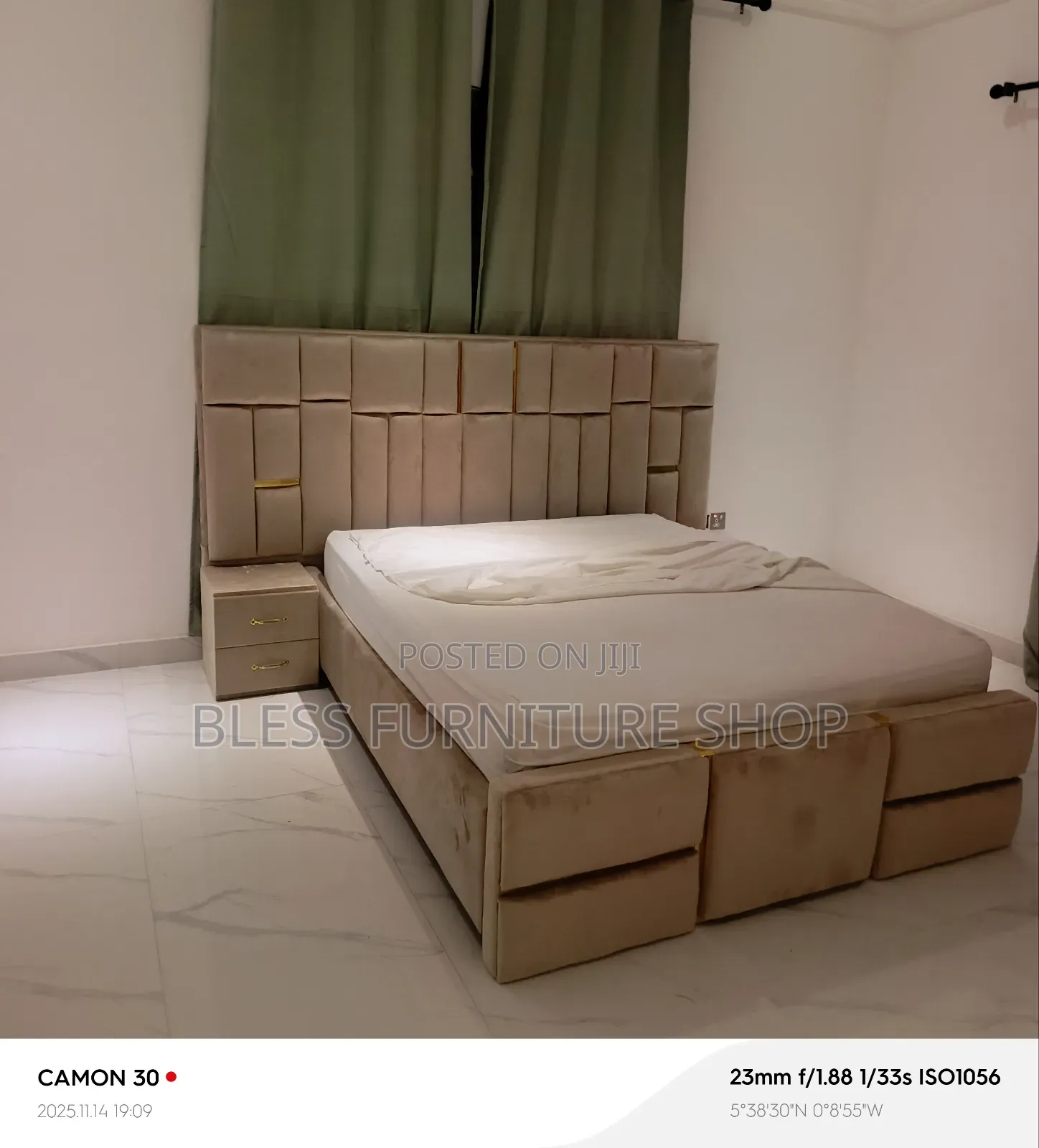 Over Size Double Bed Frame With Side Drawers