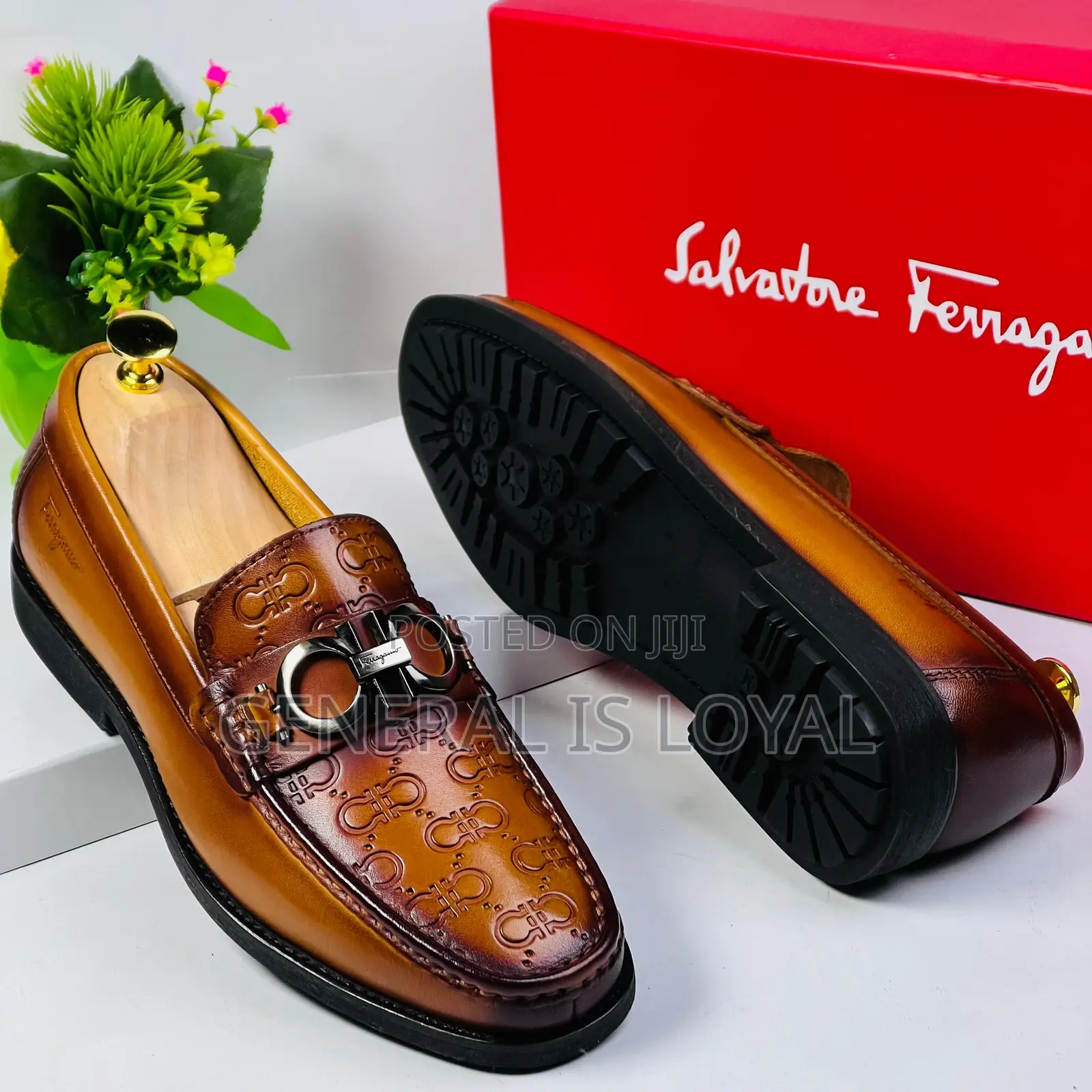Salvatore Ferragamo Brown Solid Leather Men’S Loafer