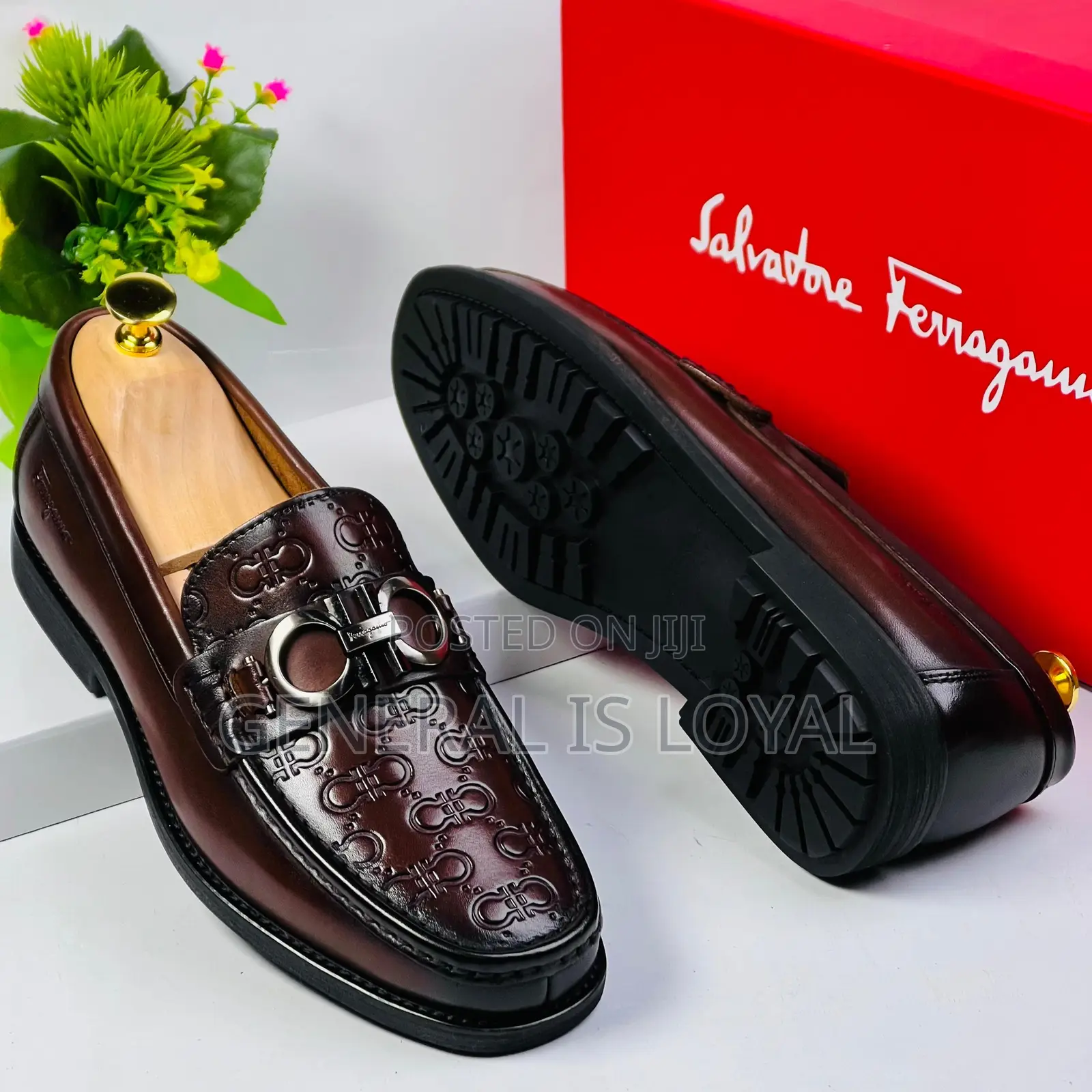 Salvatore Ferragamo Coffee Solid Leather Men’S Loafer
