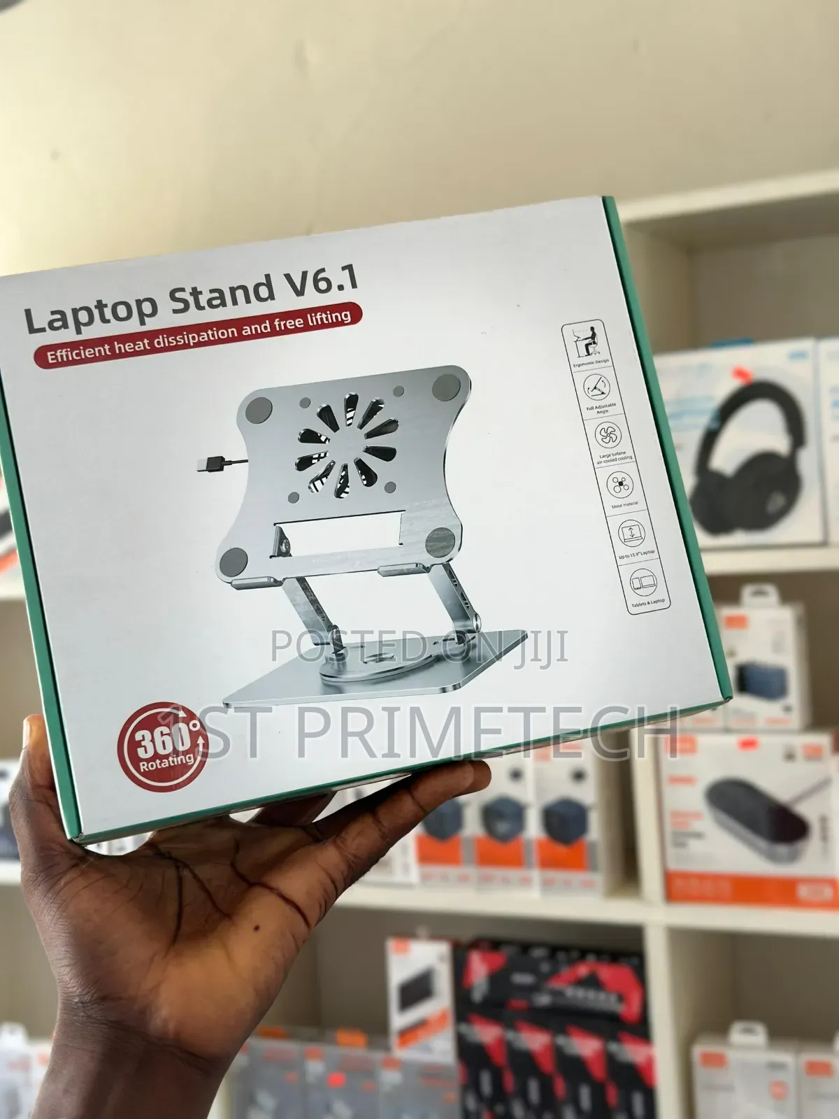 Metallic Swivel Laptop Stand With Cooling Fan