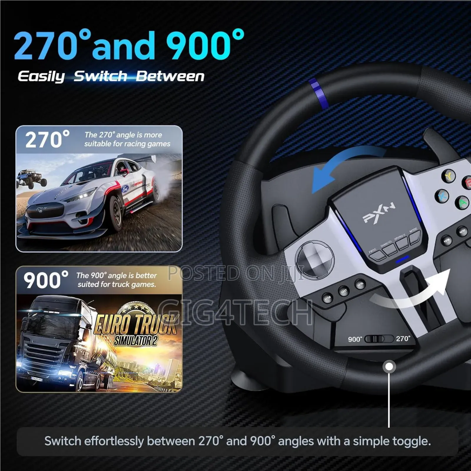 Pxn V9 Gen2 Gaming Racing Wheel With Magnetic Pedals Steering Wheel