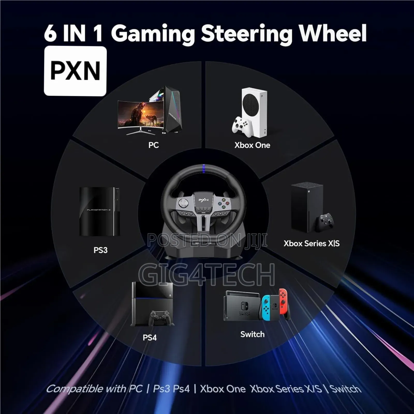 Pxn V9 Gen2 Gaming Racing Wheel With Magnetic Pedals Steering Wheel