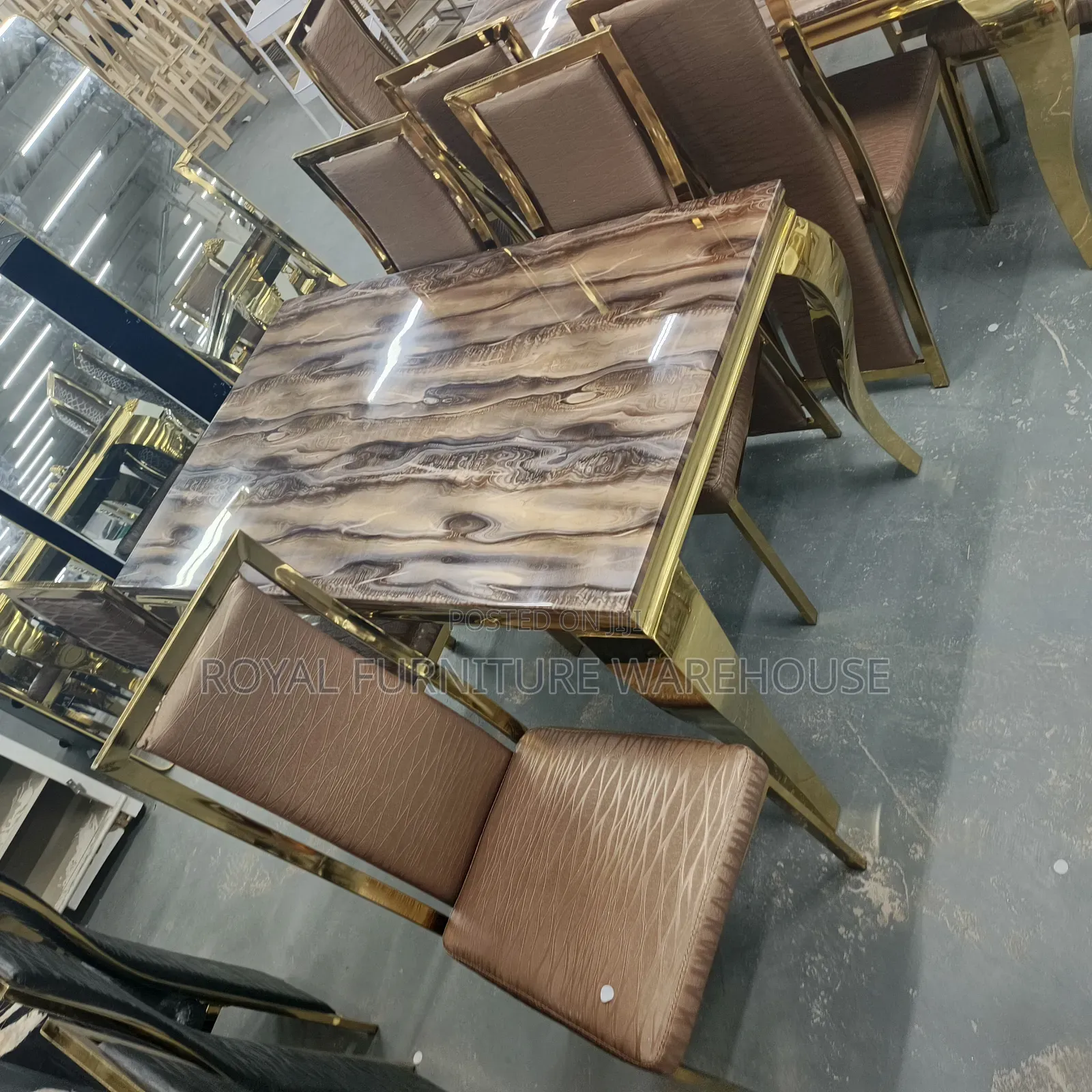 Durable Marble With Metallic Frame and 4 Comfortable Seater Diningset