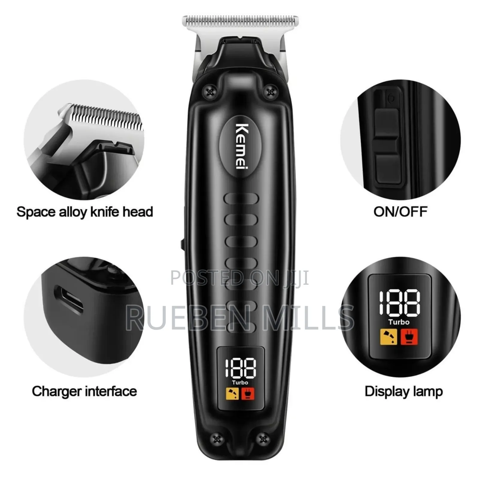 Kemei Km-1578 High Quality Beard Trimmer Shaving Machine - Black