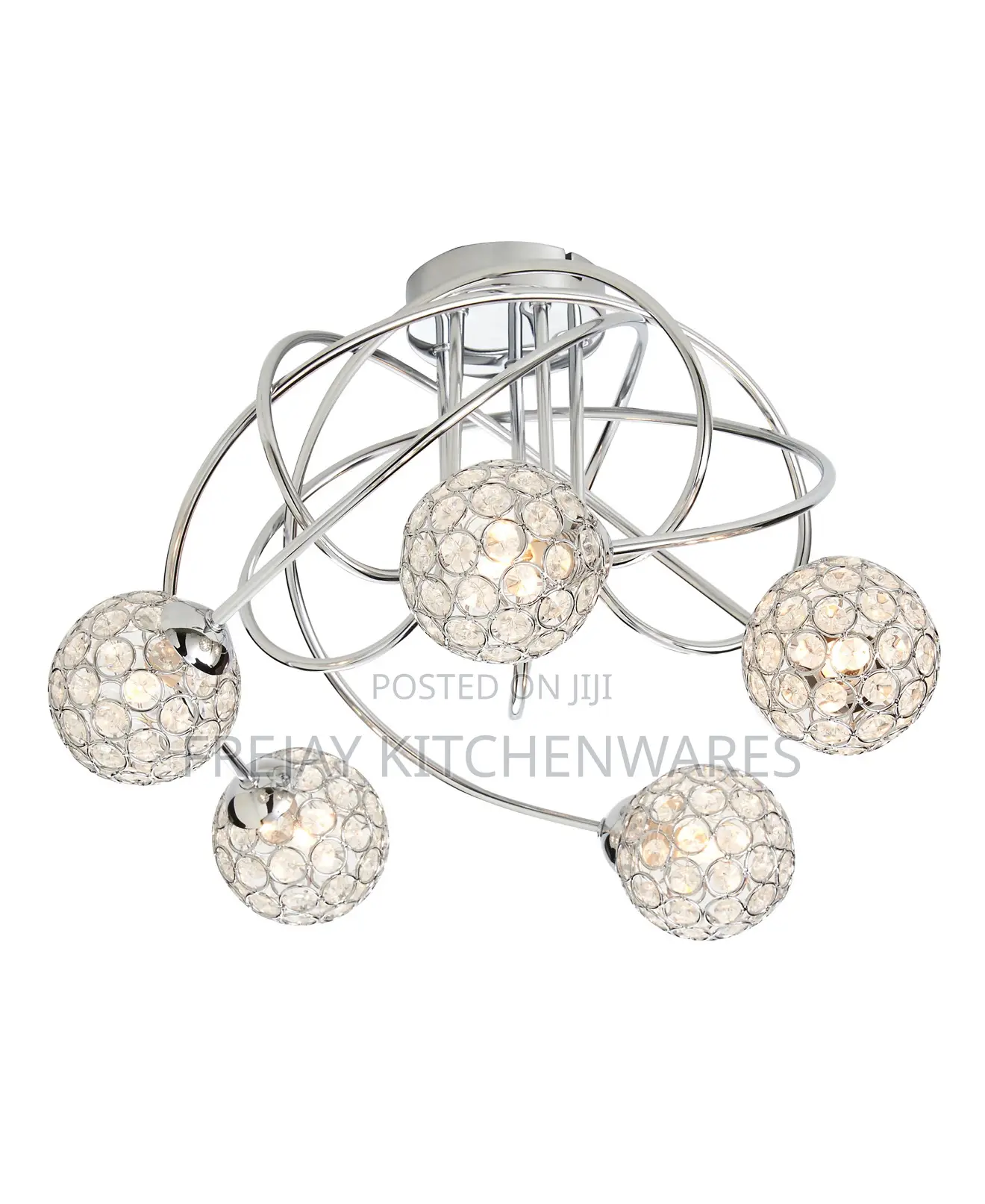 Colours Mantus Brushed Glass Metal Chrome Effect 5 Lamp Ceiling Light