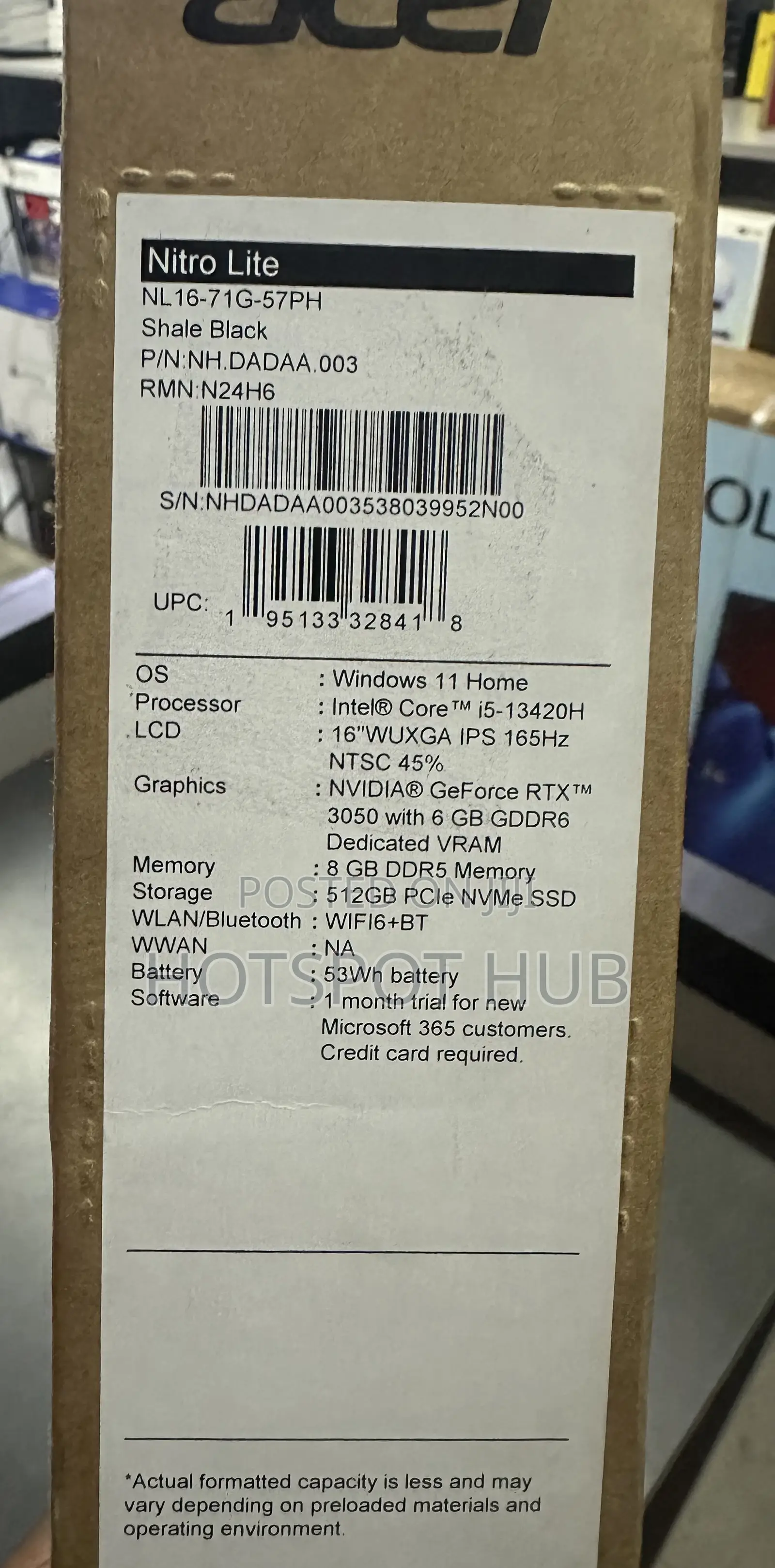 New Laptop Acer 8GB Intel Core 5 SSD 512GB