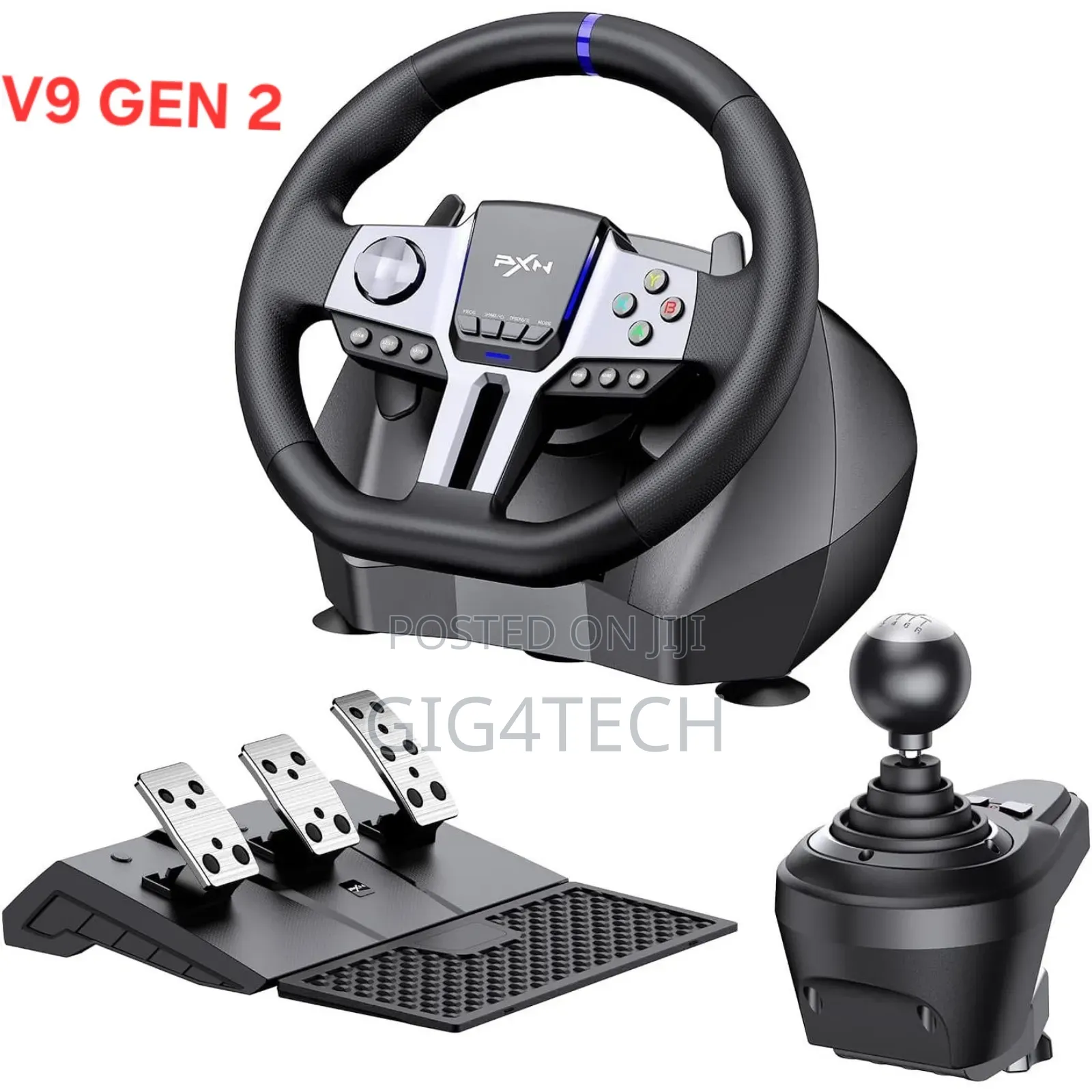 Pxn V9 Gen2 Gaming Racing Wheel With Magnetic Pedals Steering Wheel
