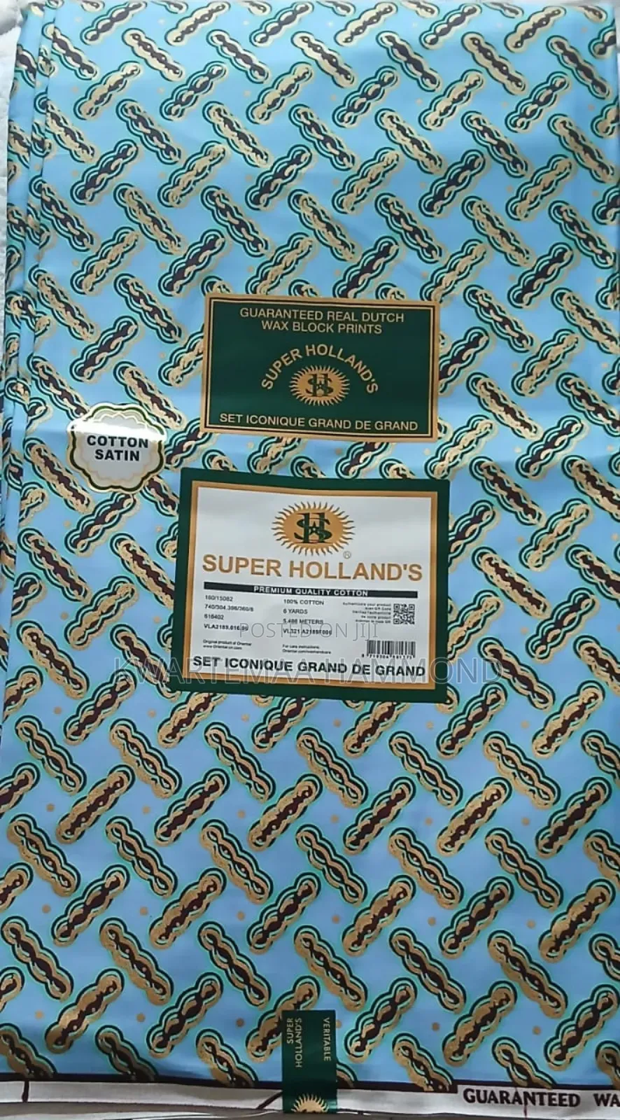 Quality 6 Yards Cotton Satin Holland Wax With Glitter
