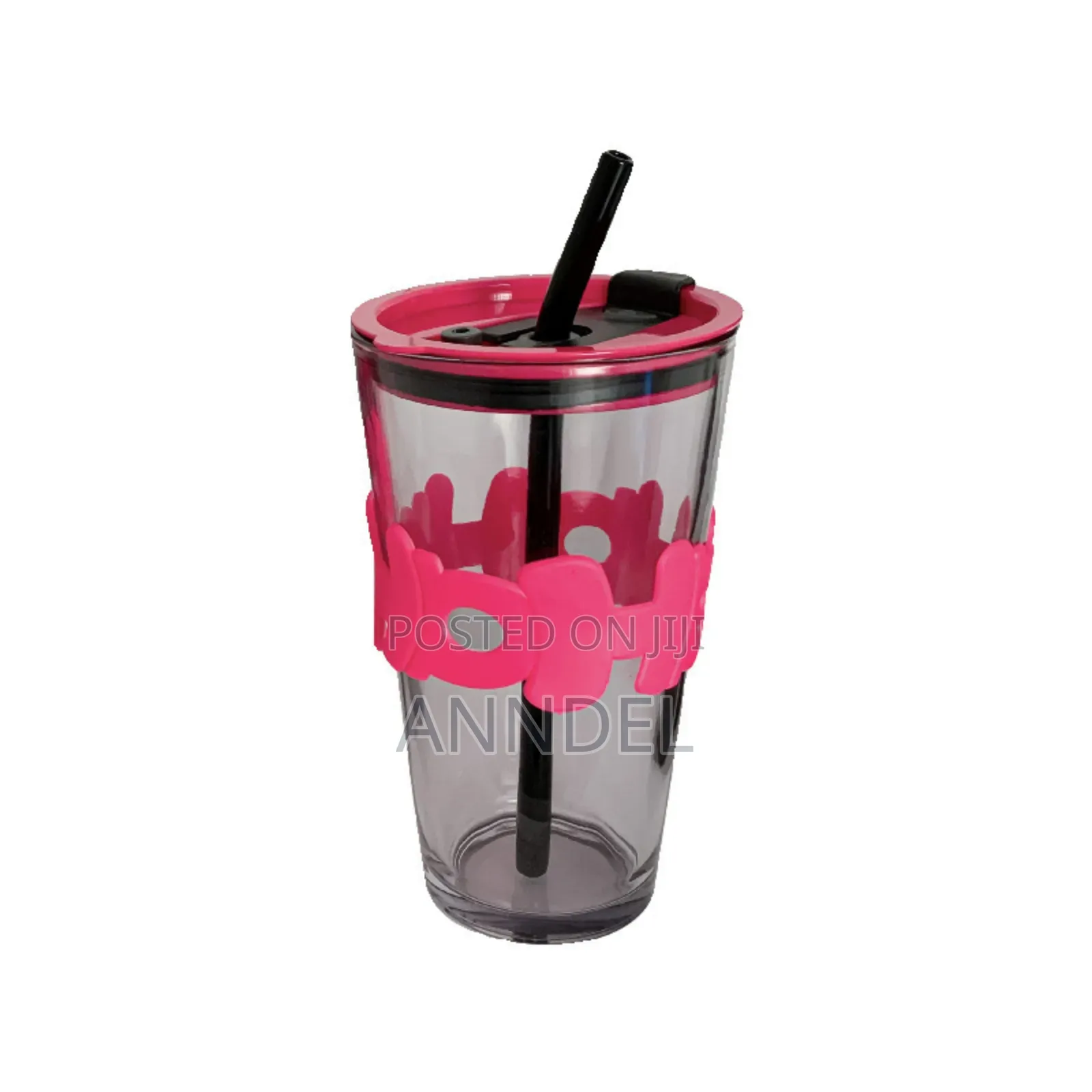 450ml Glass Cup With Straw