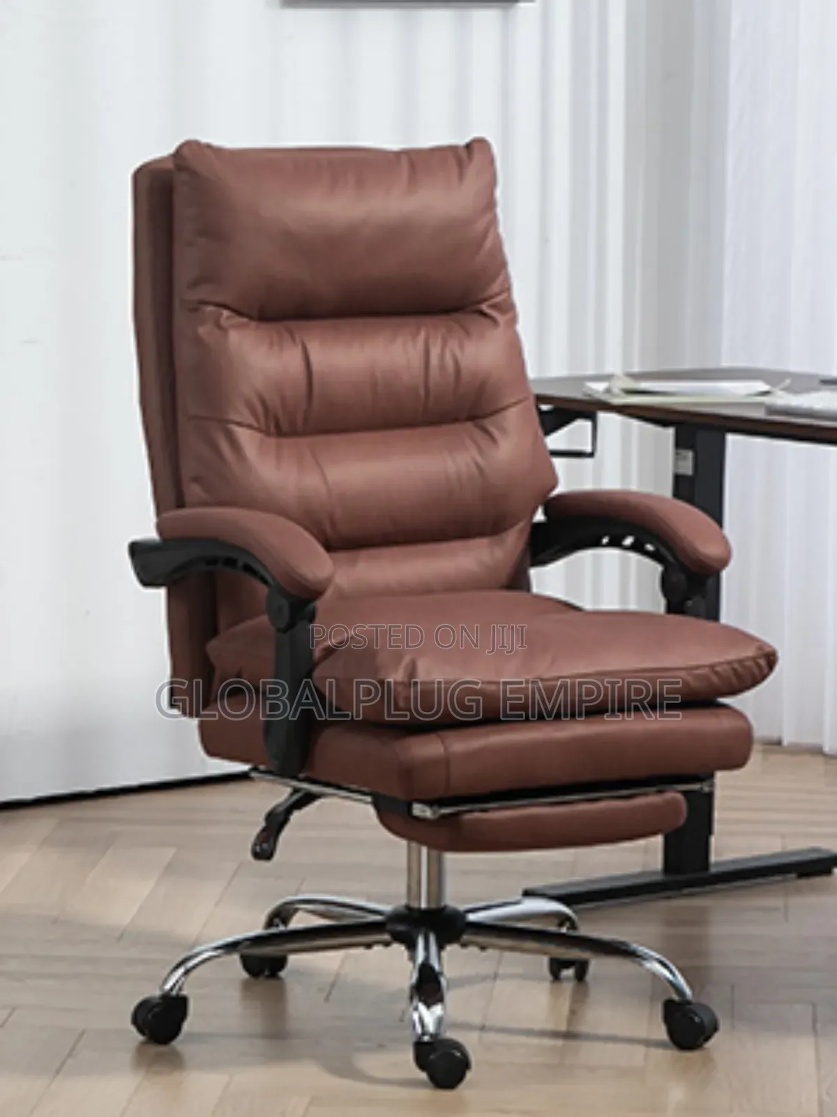 Genuine Leather Modern Executive Chair High-Back Support