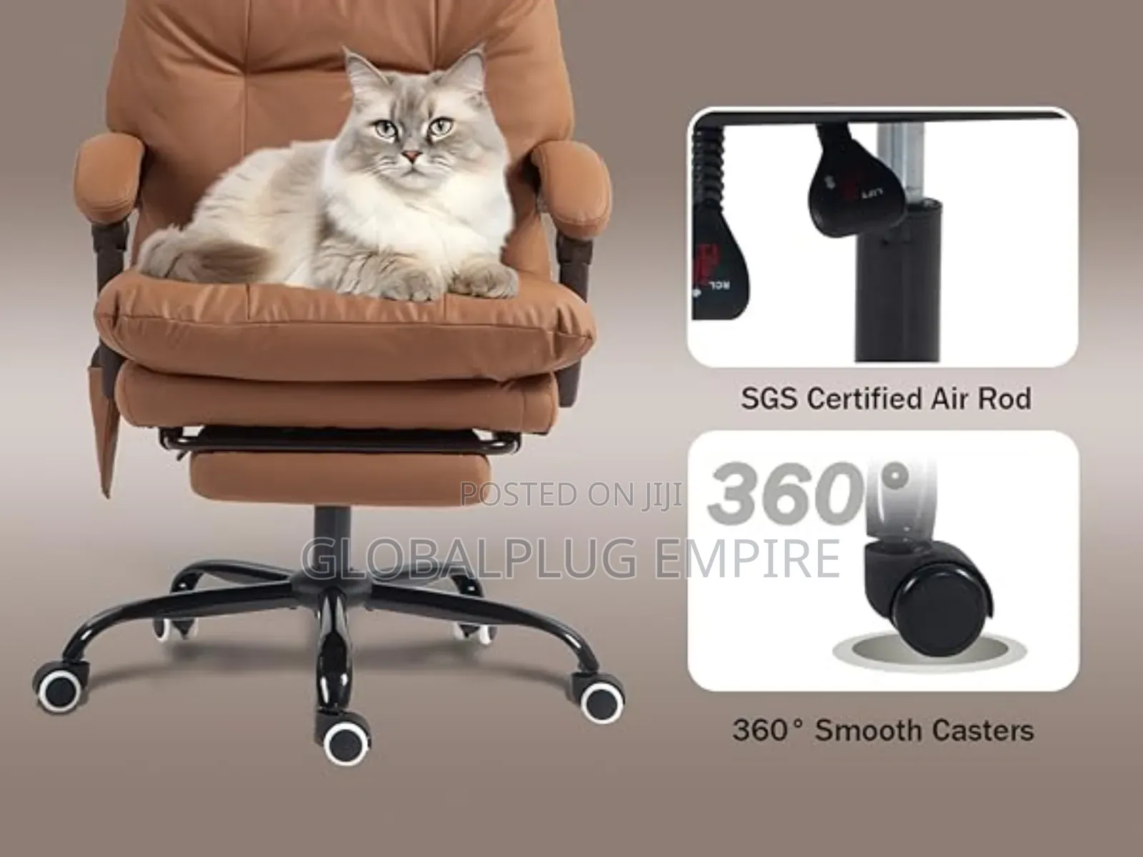 Genuine Leather Modern Executive Chair High-Back Support