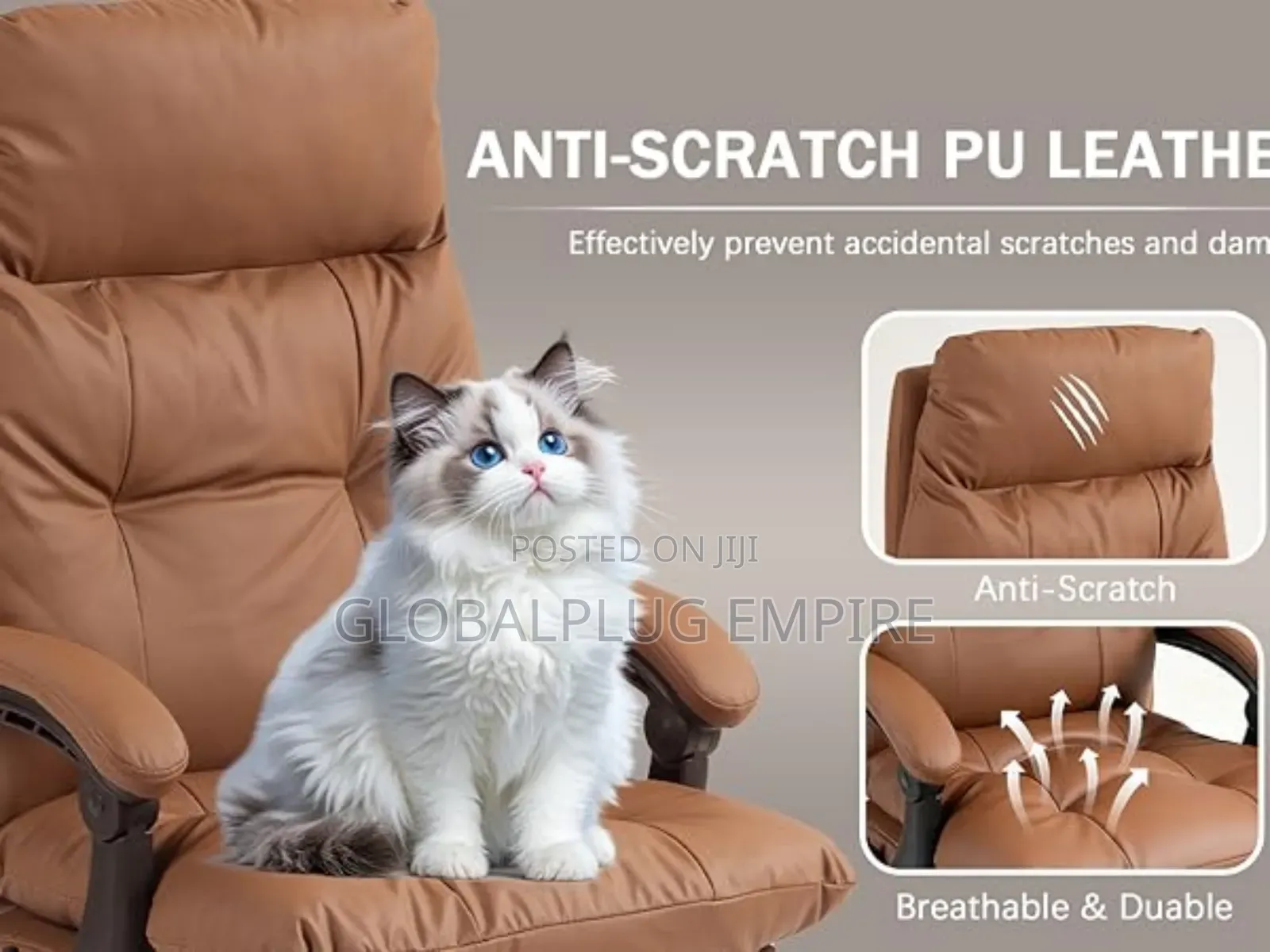 Genuine Leather Modern Executive Chair High-Back Support