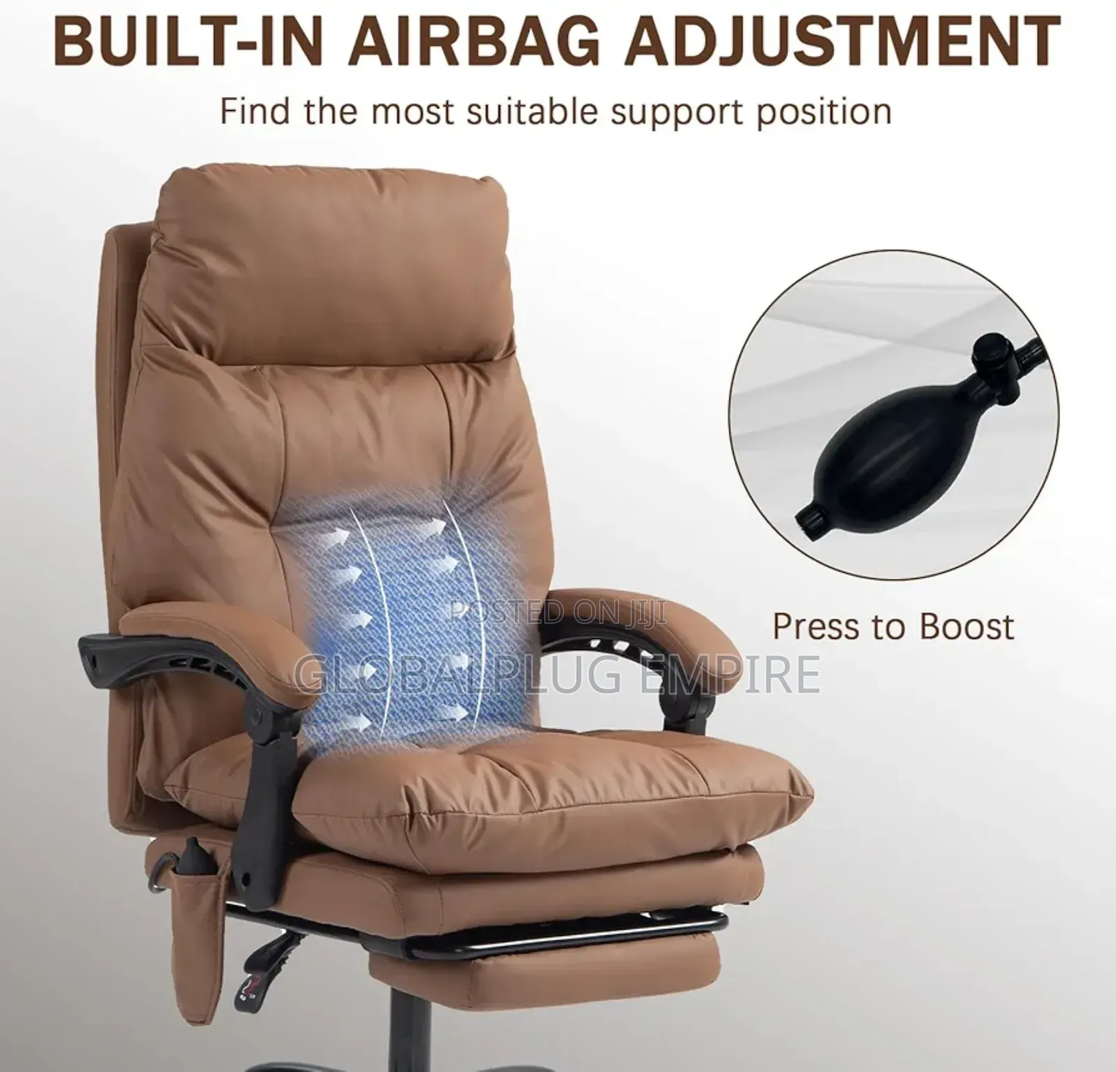 Genuine Leather Modern Executive Chair High-Back Support
