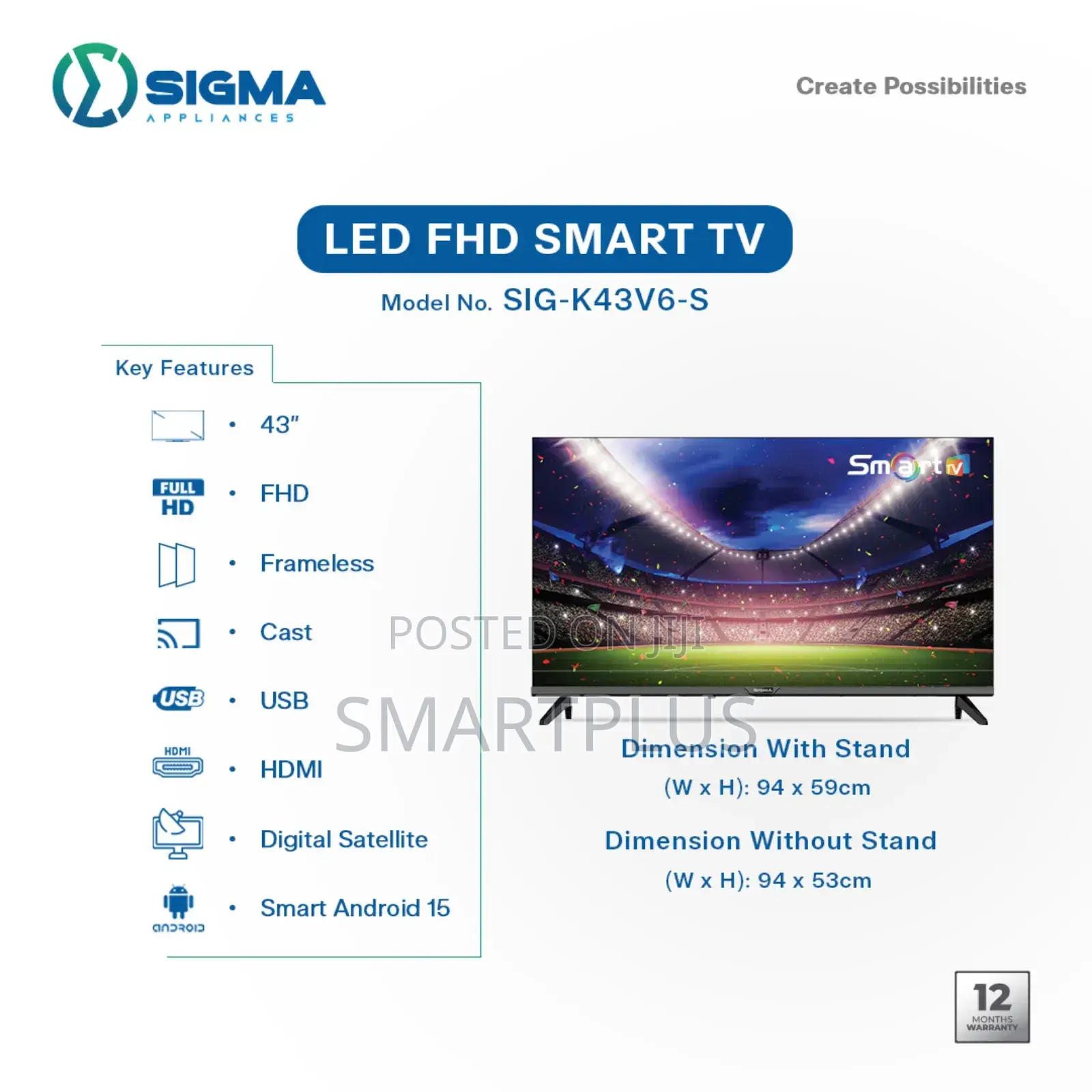 Sigma 43 Inch Smart Led Sig-K43v6-S Television