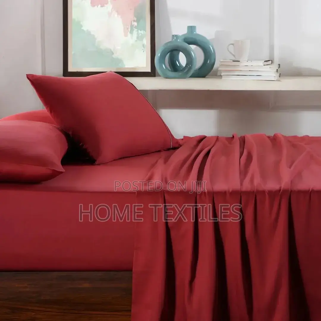 6 Pieces Wine Bedsheets (1, Fitted 1 Flat Sheet and 4 Pillowcases)