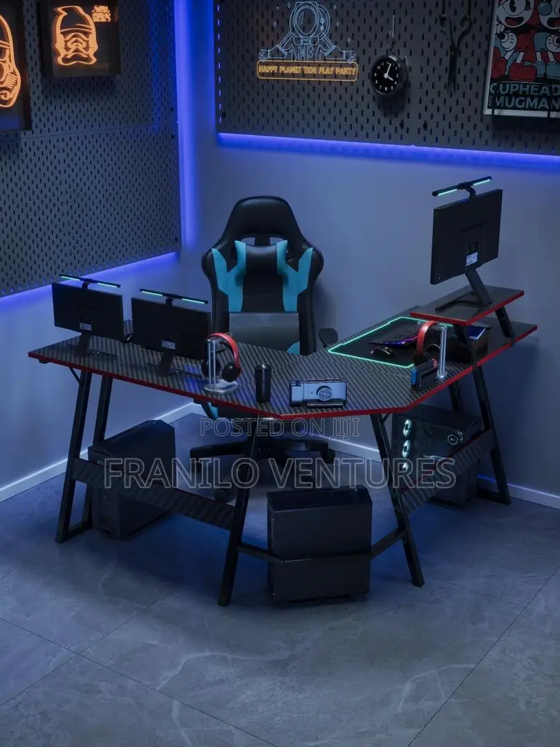 Devoko L- Shaped Gaming Desk With Monitor Stand