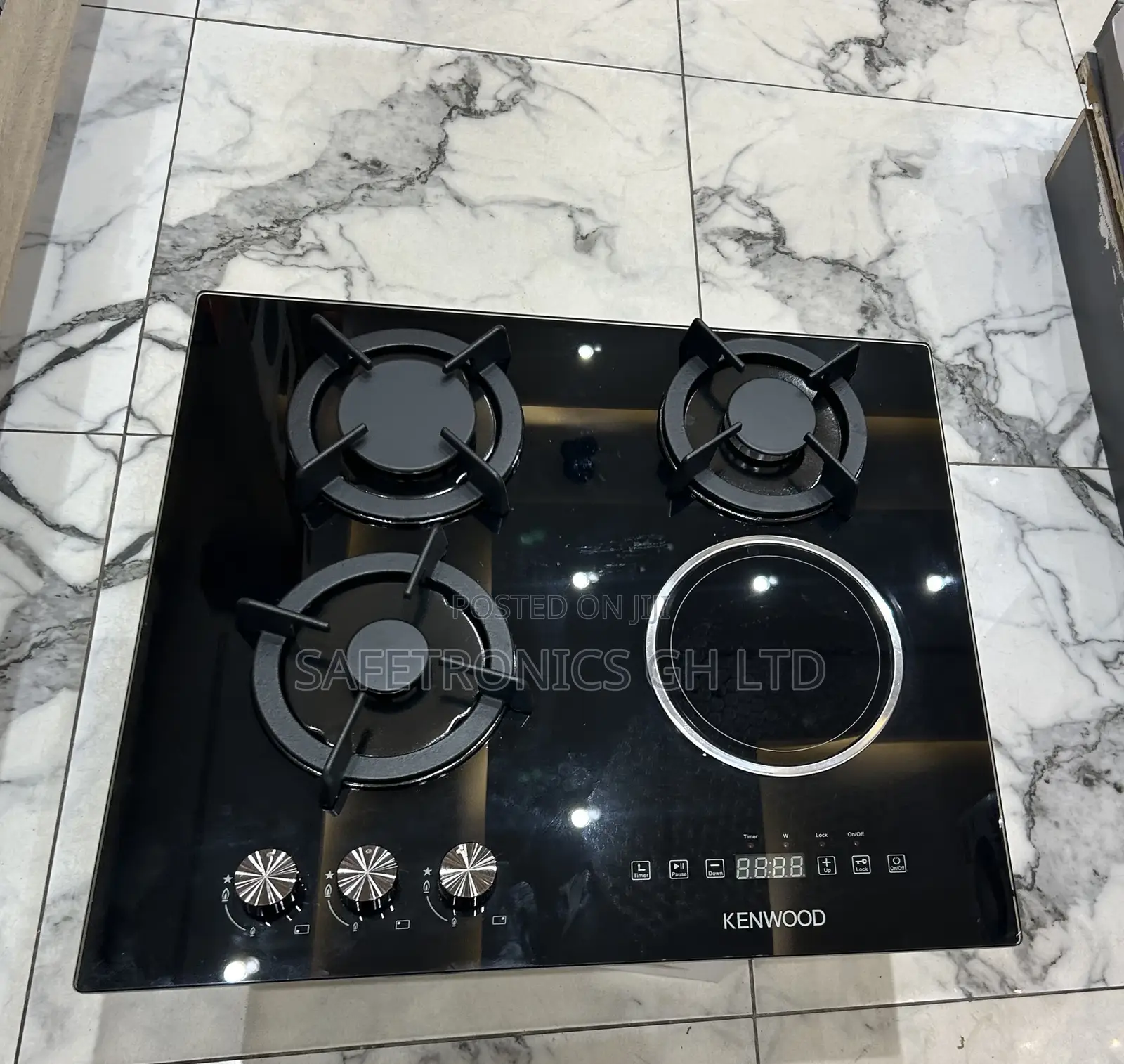 Authentic Kenwood in-Built Black 3 Gas 1 Electric (Glass) Cooker