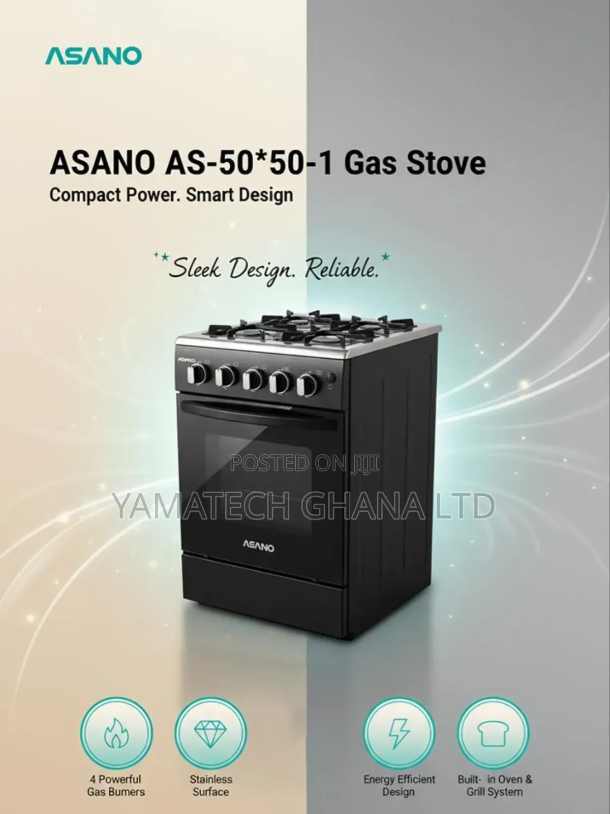 Original Quality Asano 4 Burner Gas Stove With Oven And Grill