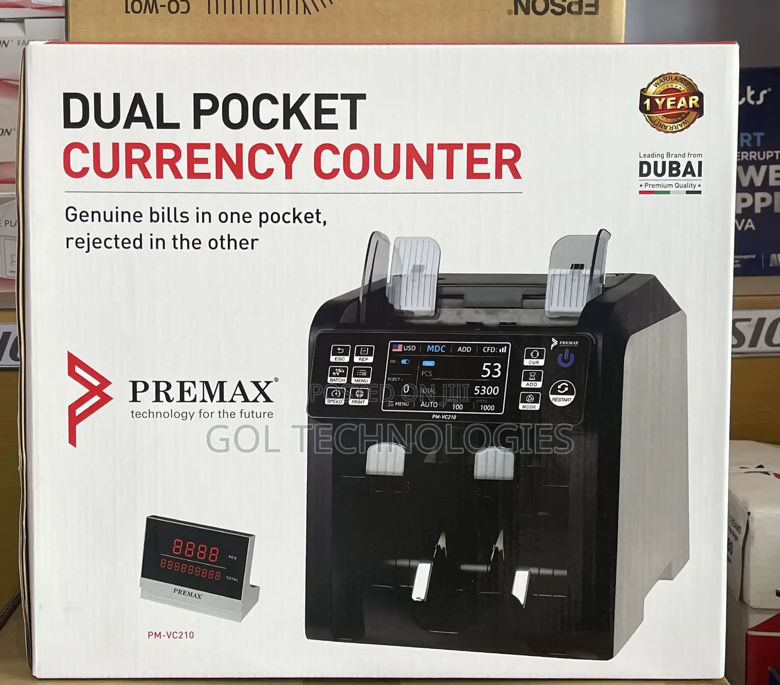 Dual Pocket Currency Counter Premax Genuine Bills Counter