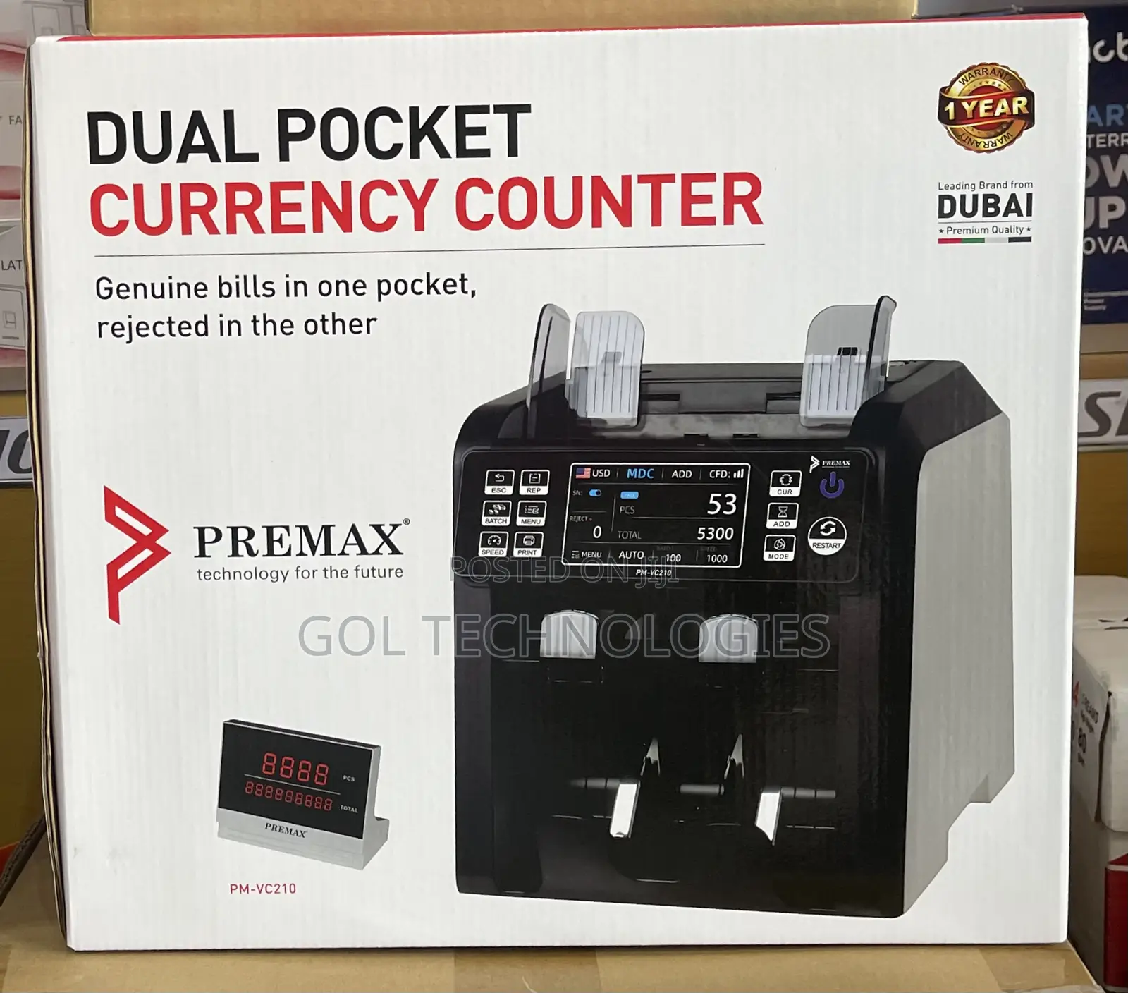 Dual Pocket Currency Counter Premax Genuine Bills Counter