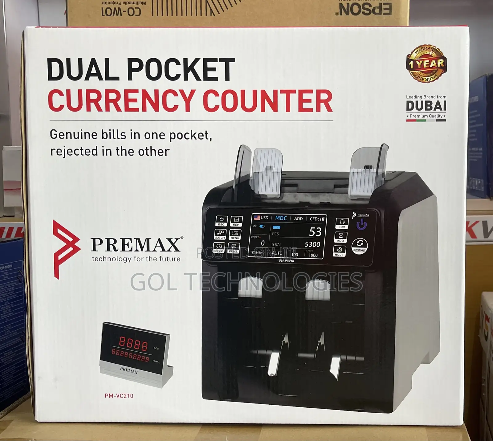 Dual Pocket Currency Counter Premax Genuine Bills Counter