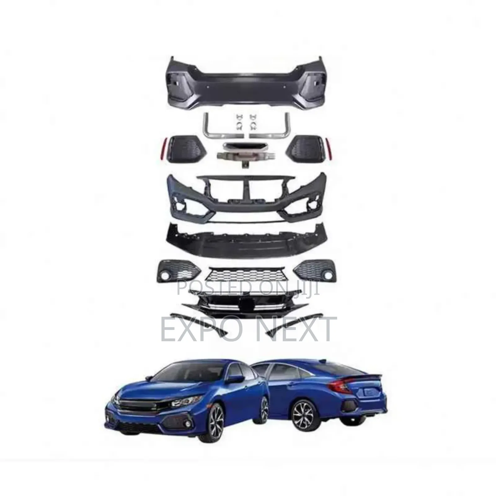 Front Bumper Car Body Kits W/ Grille For 2016-2019 Honda Civic