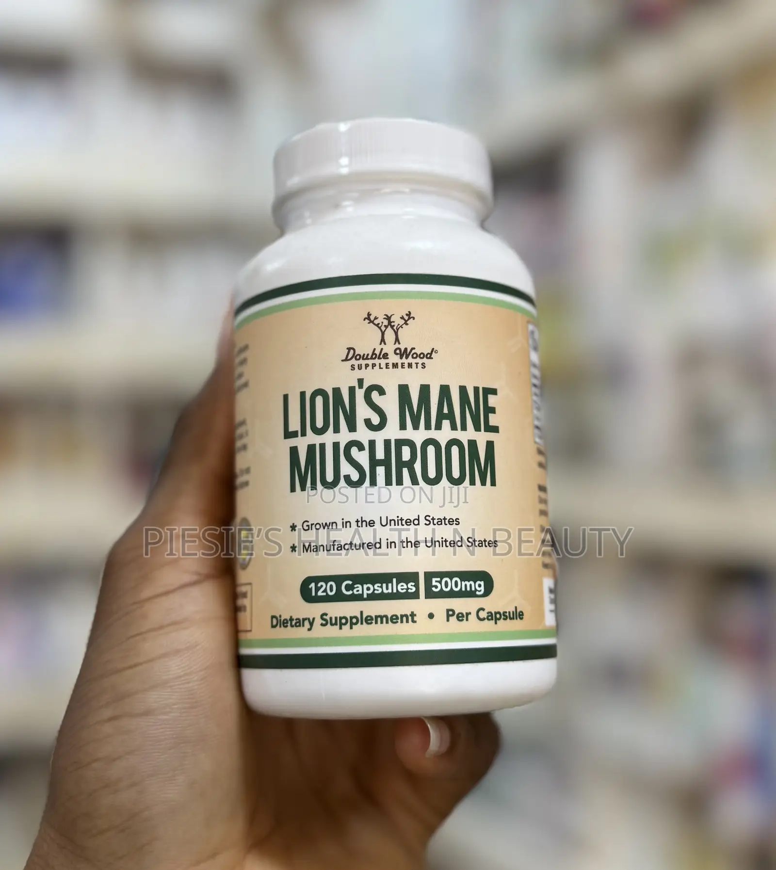 Double Wood Organic Lions Mane Mushroom Capsules (120 Count)