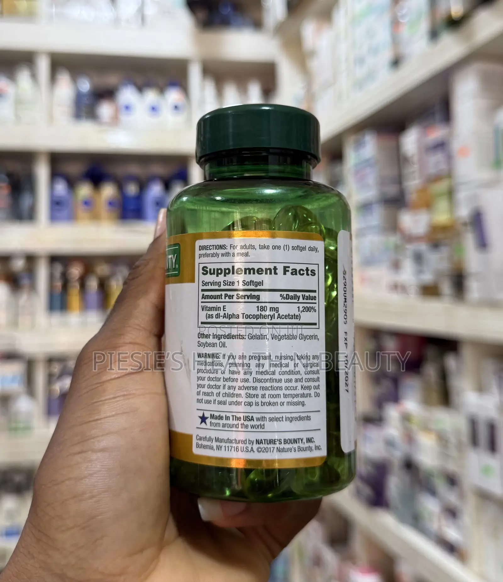 Nature's Bounty, Vitamin E, 120 Softgels