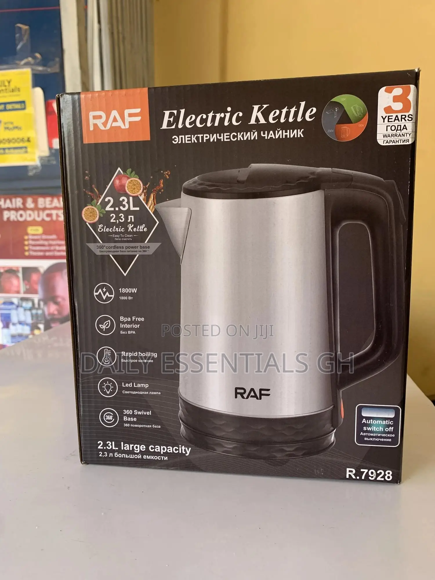 Raf Electric Kettle 2.3 L – High Power 2000w