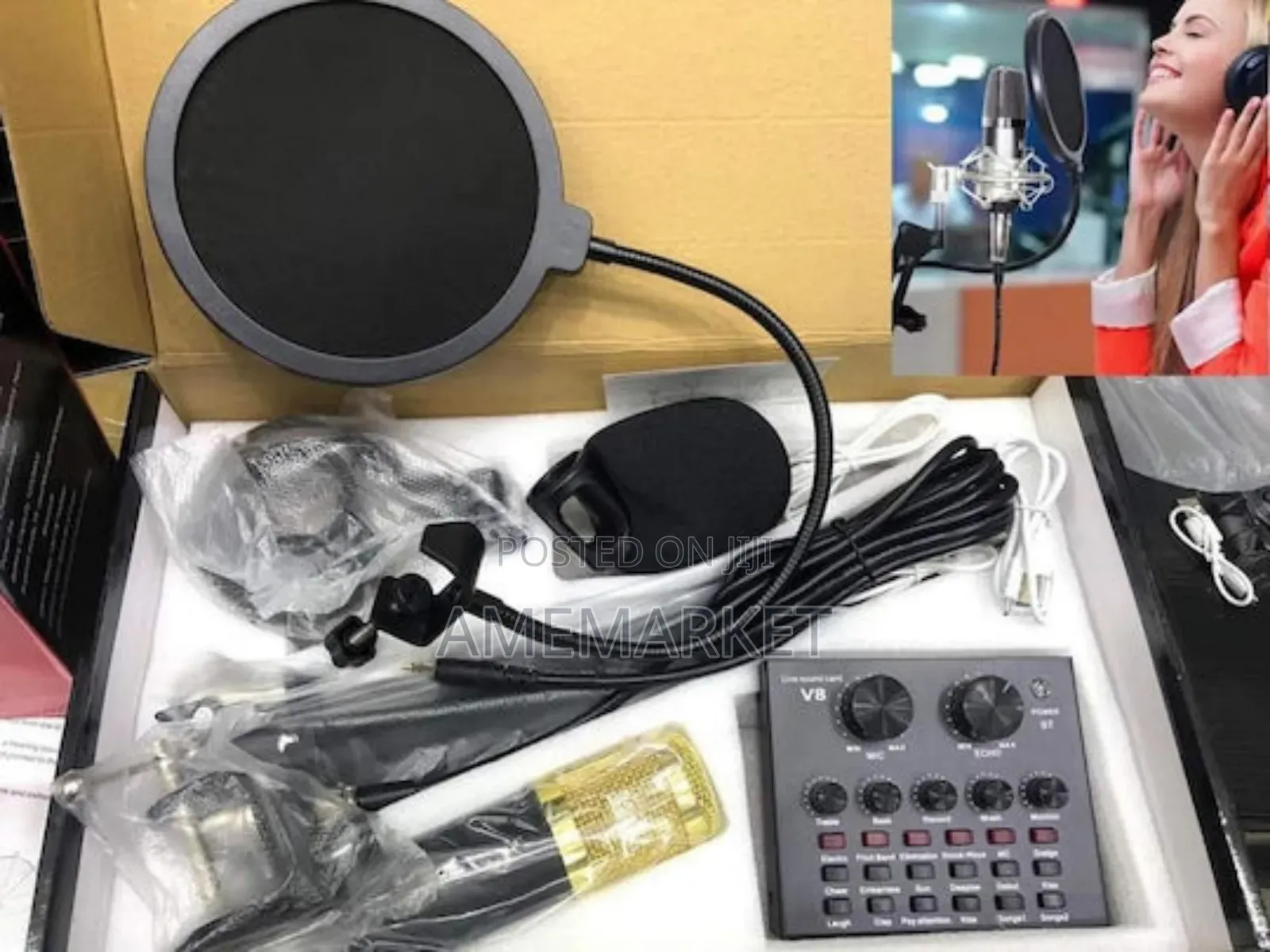 Bm800 Studio Microphone With V8 Sound Card. Youtube Live