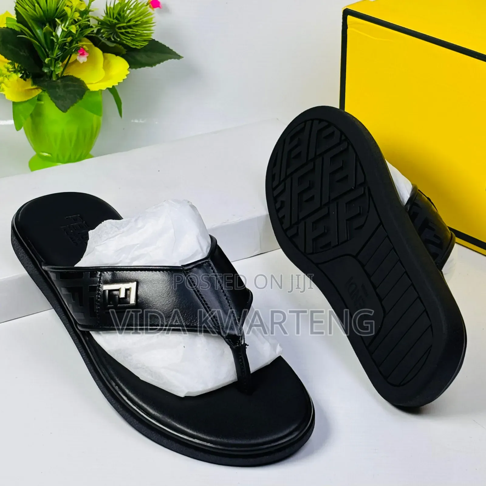 Classic Fendi Black Slippers