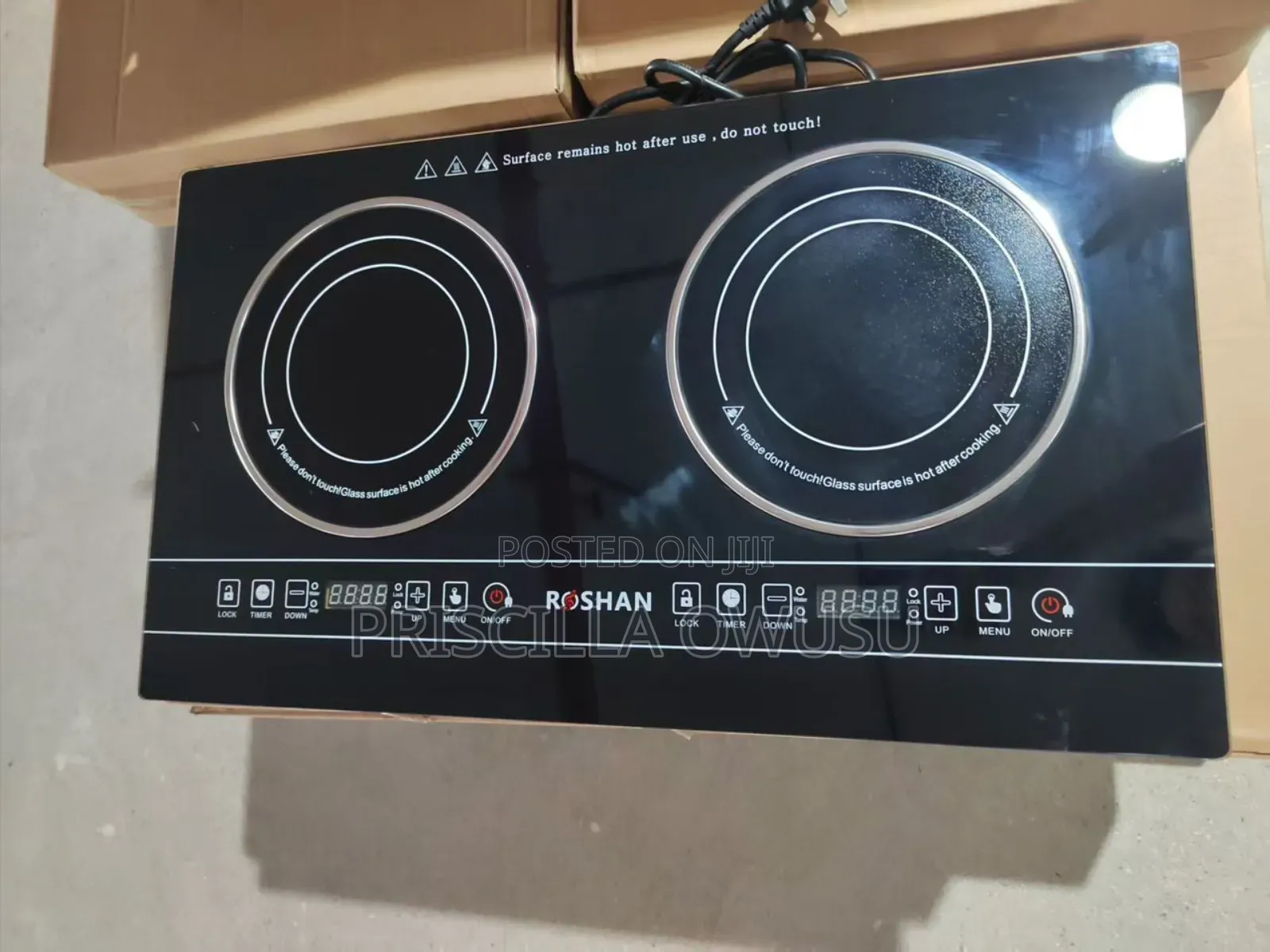 Electric 2 Burner Glass Inbuilt Infrared Cooker