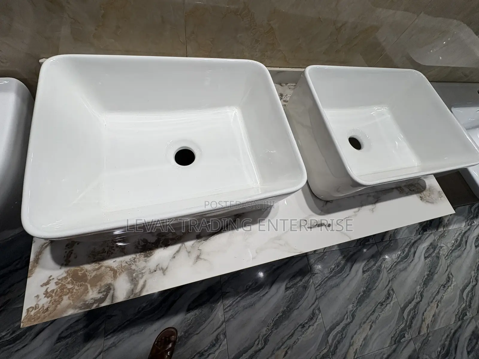 Double Bathroom Sink - Double Cabinet Basin