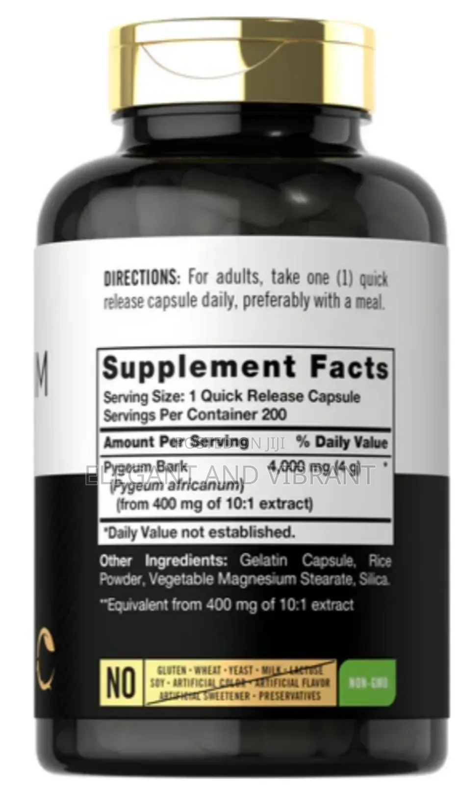 Pygeum Africanum Bark 4000mg | 200 Capsules Regular