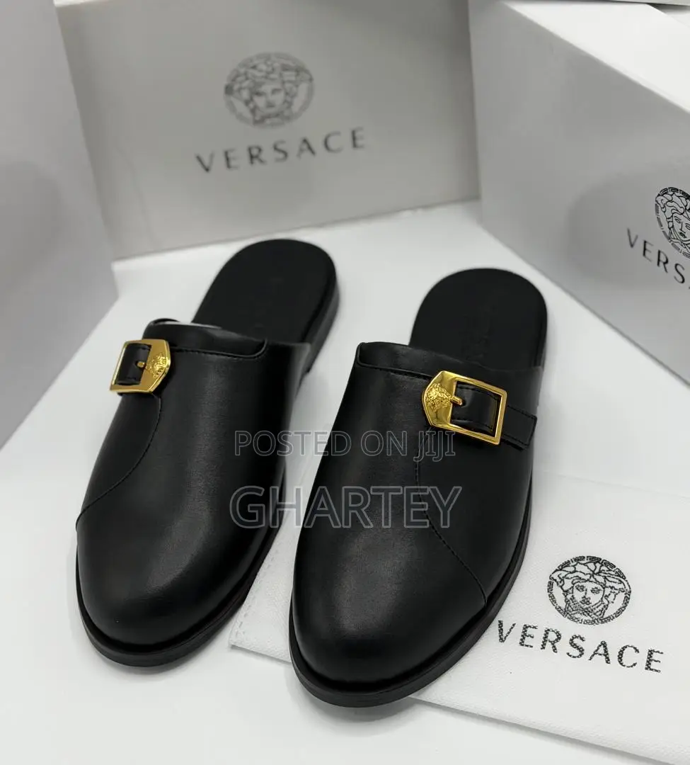 Versace Medusa Buckle Leather Mules – Iconic Opulence Redefined