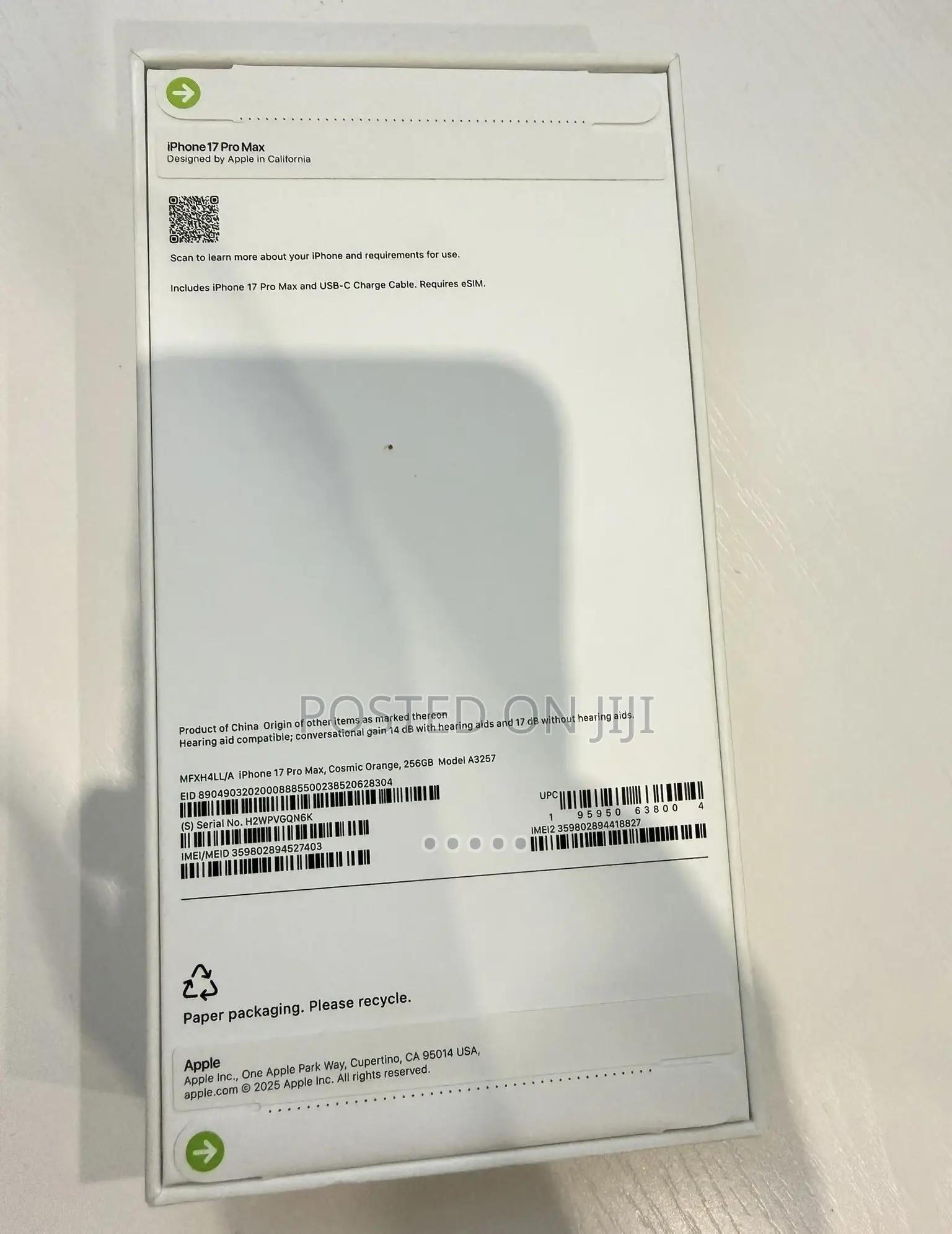 New Apple iPhone 17 Pro Max 256 GB Orange
