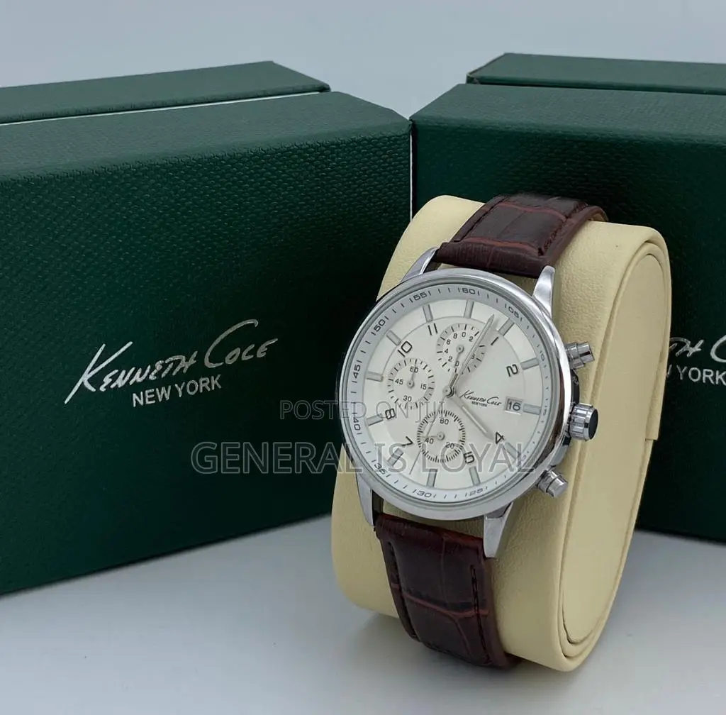 Kenneth Cole Silver Watch Leather Men’S Watch