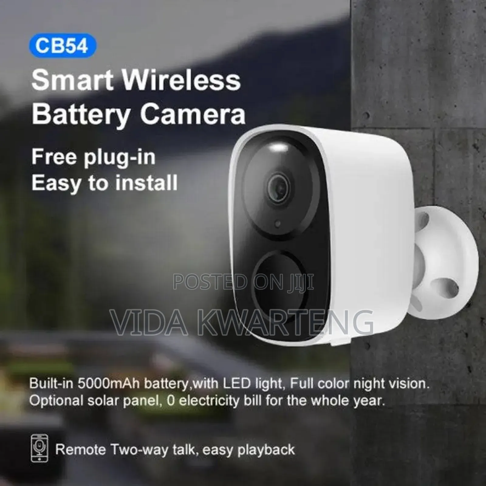 Solar, Battery Powered Surveillance Wifi Camera