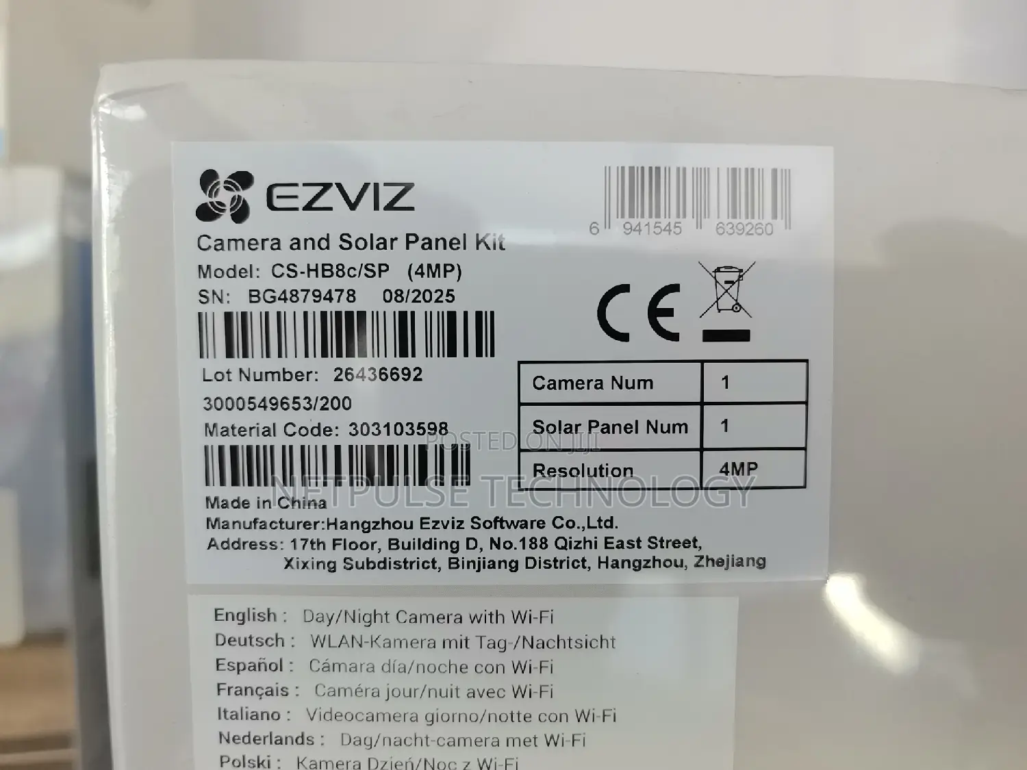 Ezviz Wifi Camera With Battery With Solar - Cs-Hb8c/Sp
