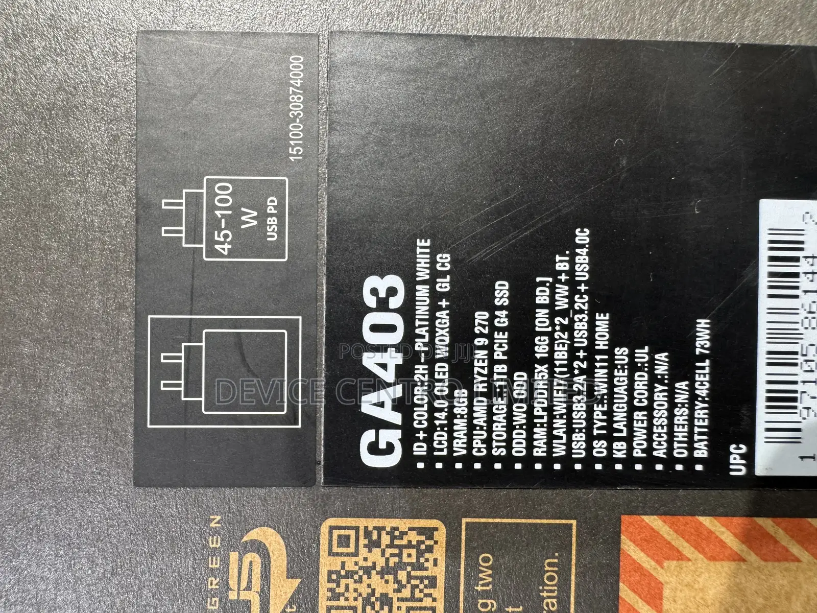 New Laptop Asus ROG Zephyrus G14 16GB AMD Ryzen 9 SSD 1T