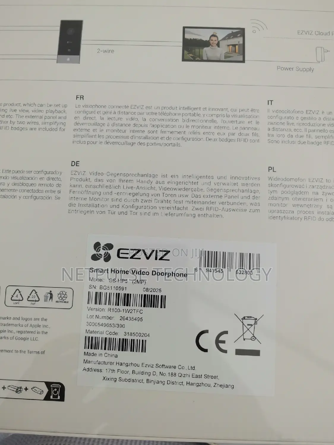 Ezviz Smart Home Video Doorphone - Cs-Hp5