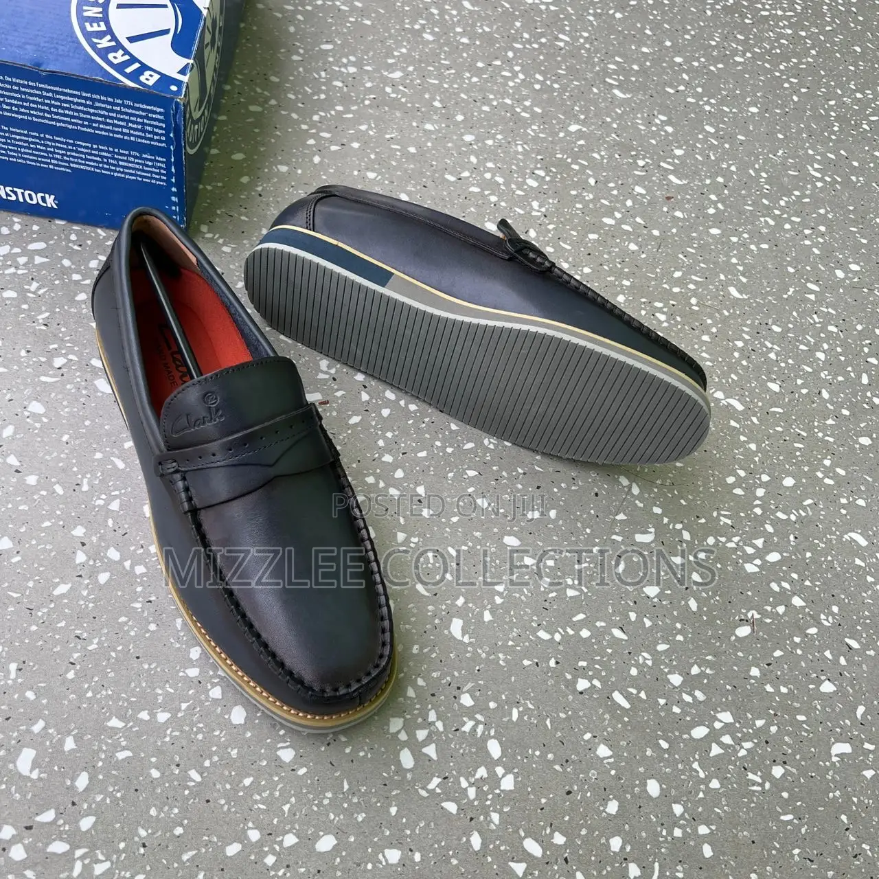 Executive Clarks Leather Loafers Black Brown and Blue