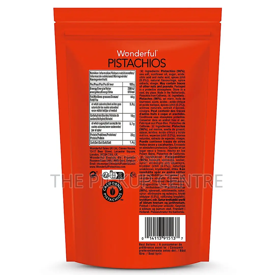 Wonderful Chili Roasted Pistachios, 625g