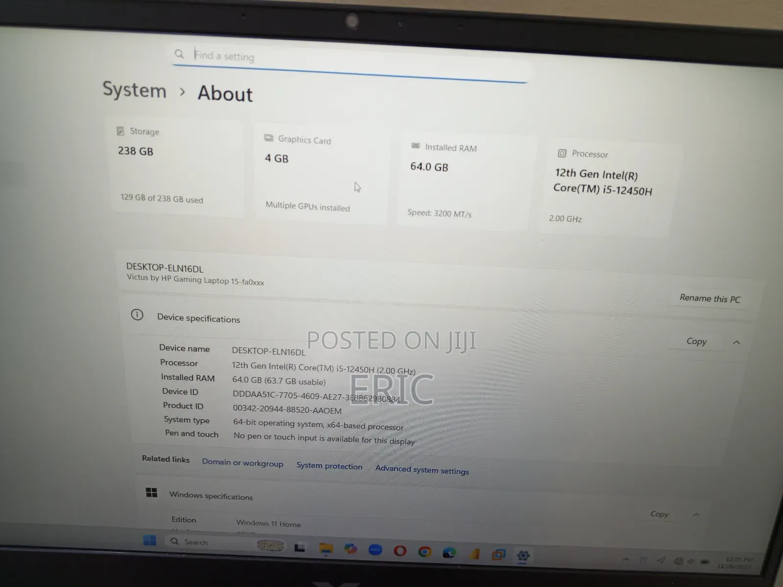Laptop HP Victus 15 64GB Intel Core i5 SSD 256GB