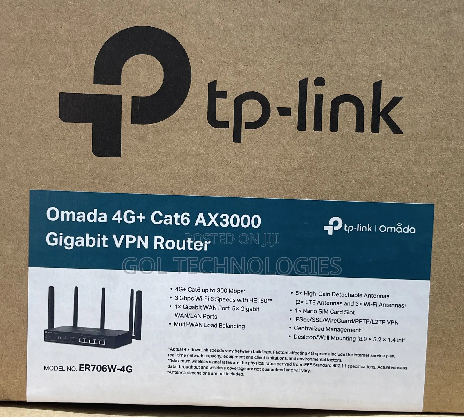 Tp Link Omada 4g+ Cat6 Ax3000 Gigabit VPN Router Er706w-4g