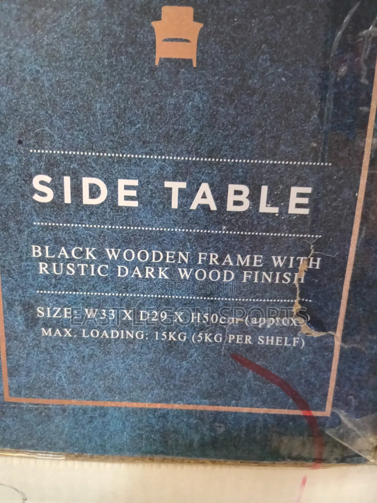 Coberg Side Table Black Wooden Frame With Rustic Dark Wood Bedside