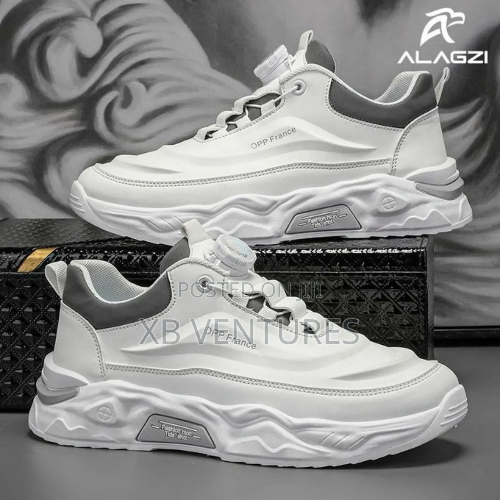 Fashionable Rotating Button Casual Shoes - White