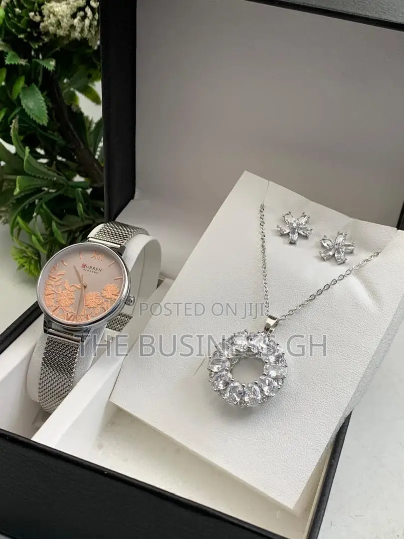 Ladies Watch With Earring and Necklace