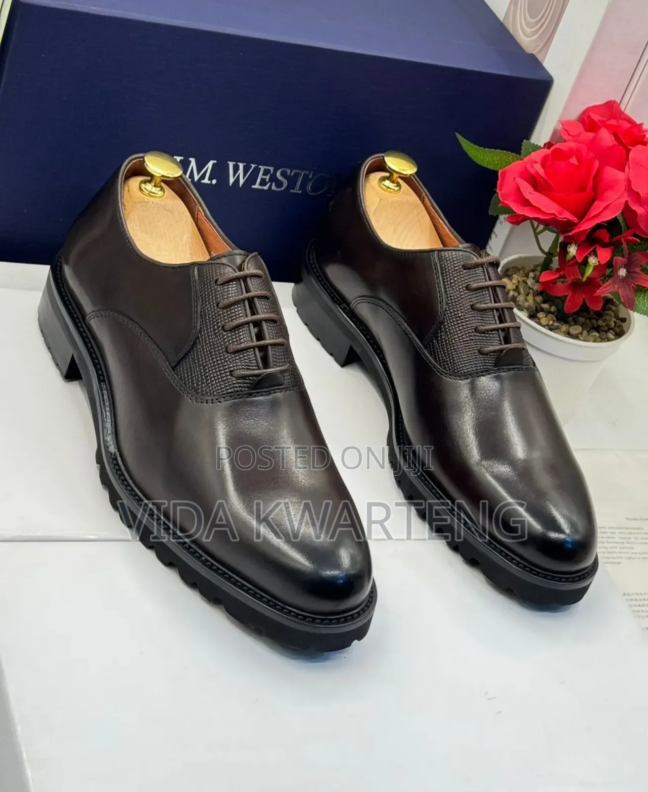 J.M Weston Coffee Brown Leather Shoes