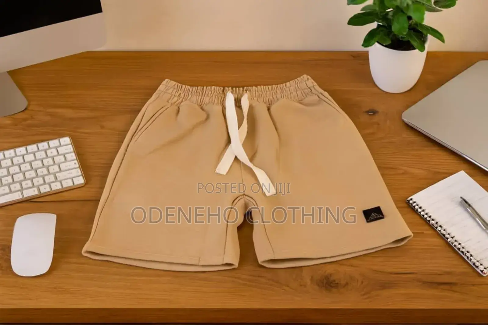 Gray Cotton Woolen Shorts